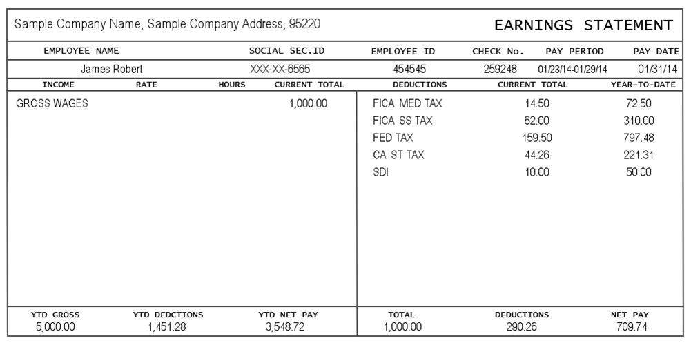 Detail Payroll Check Stub Template Nomer 2