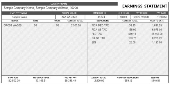 Detail Payroll Check Stub Template Nomer 21