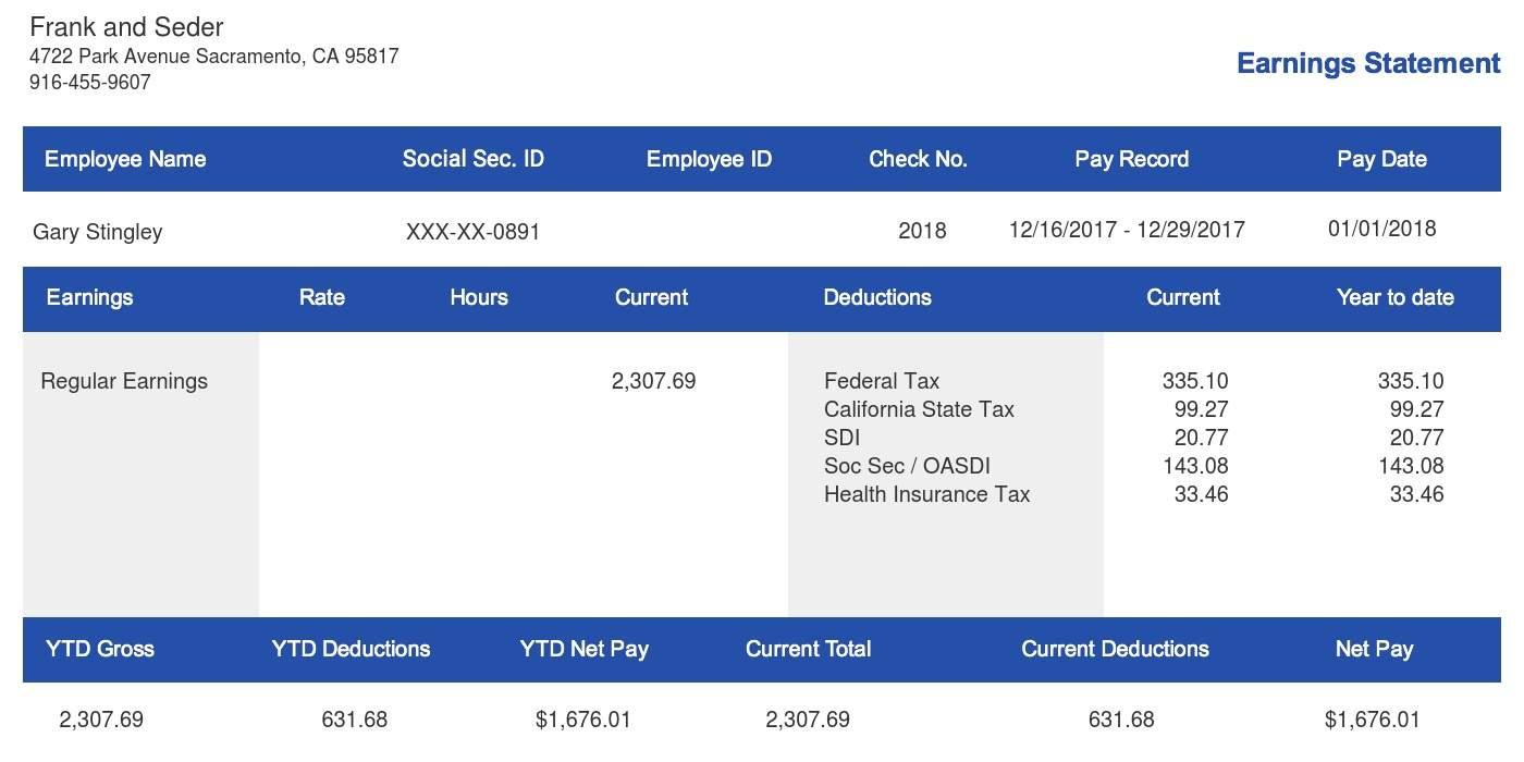 Detail Payroll Check Stub Template Nomer 24