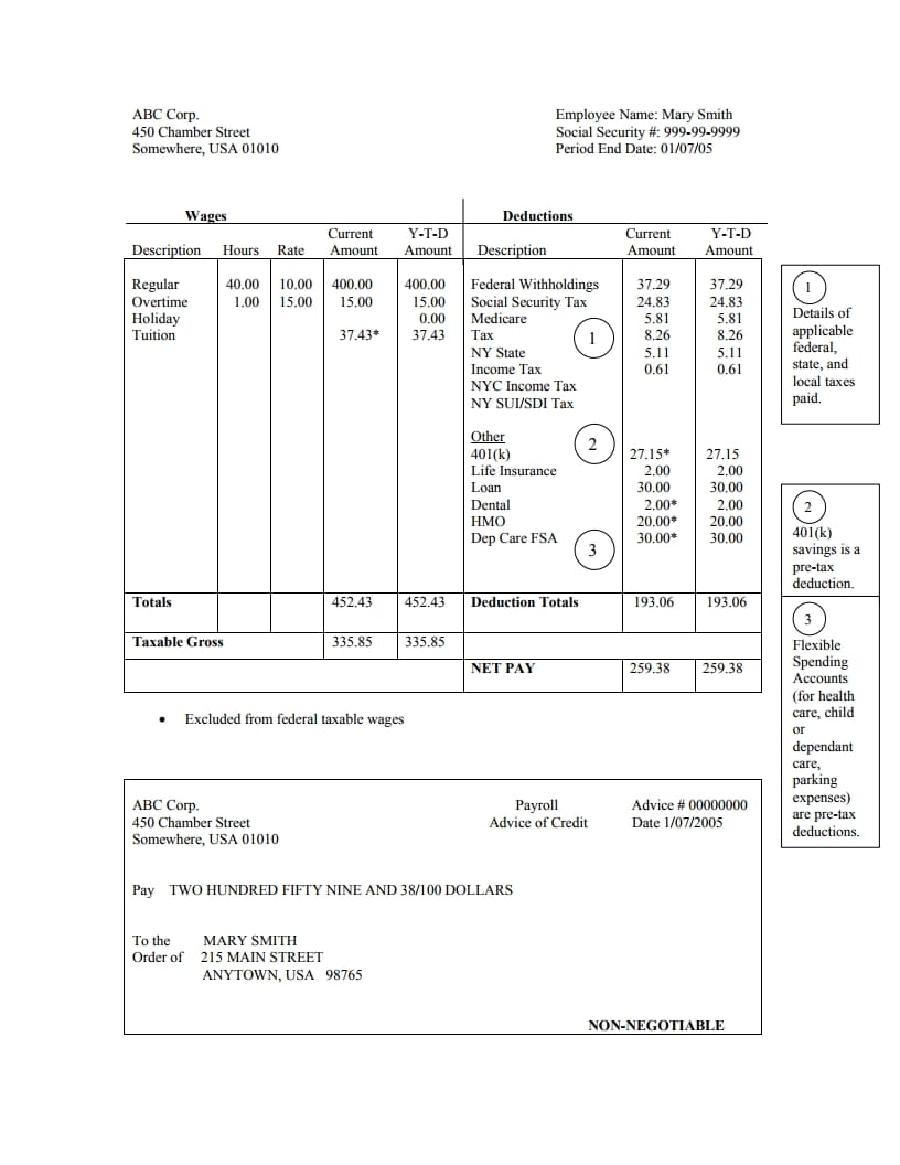 Detail Payroll Check Stub Template Nomer 27