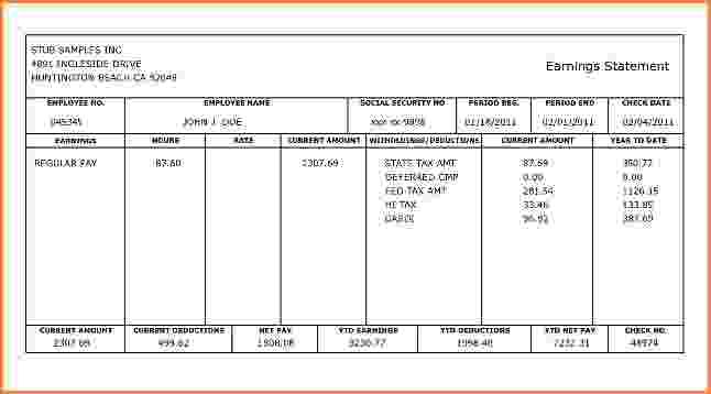 Detail Payroll Check Stub Template Nomer 29