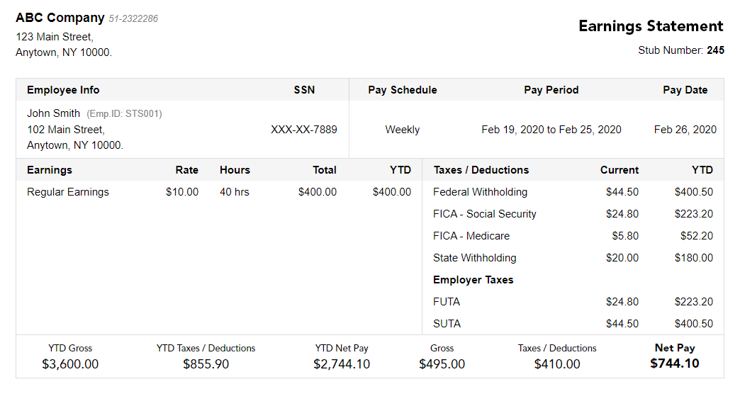 Detail Payroll Check Stub Template Nomer 42