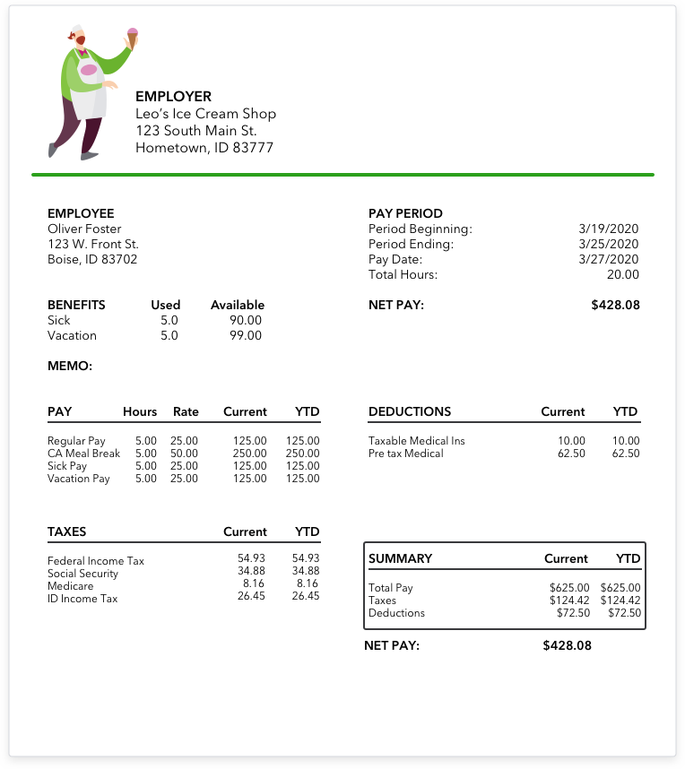 Detail Payroll Check Stub Template Nomer 43