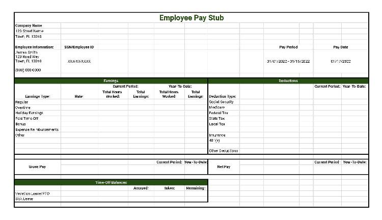 Detail Payroll Check Stub Template Nomer 45