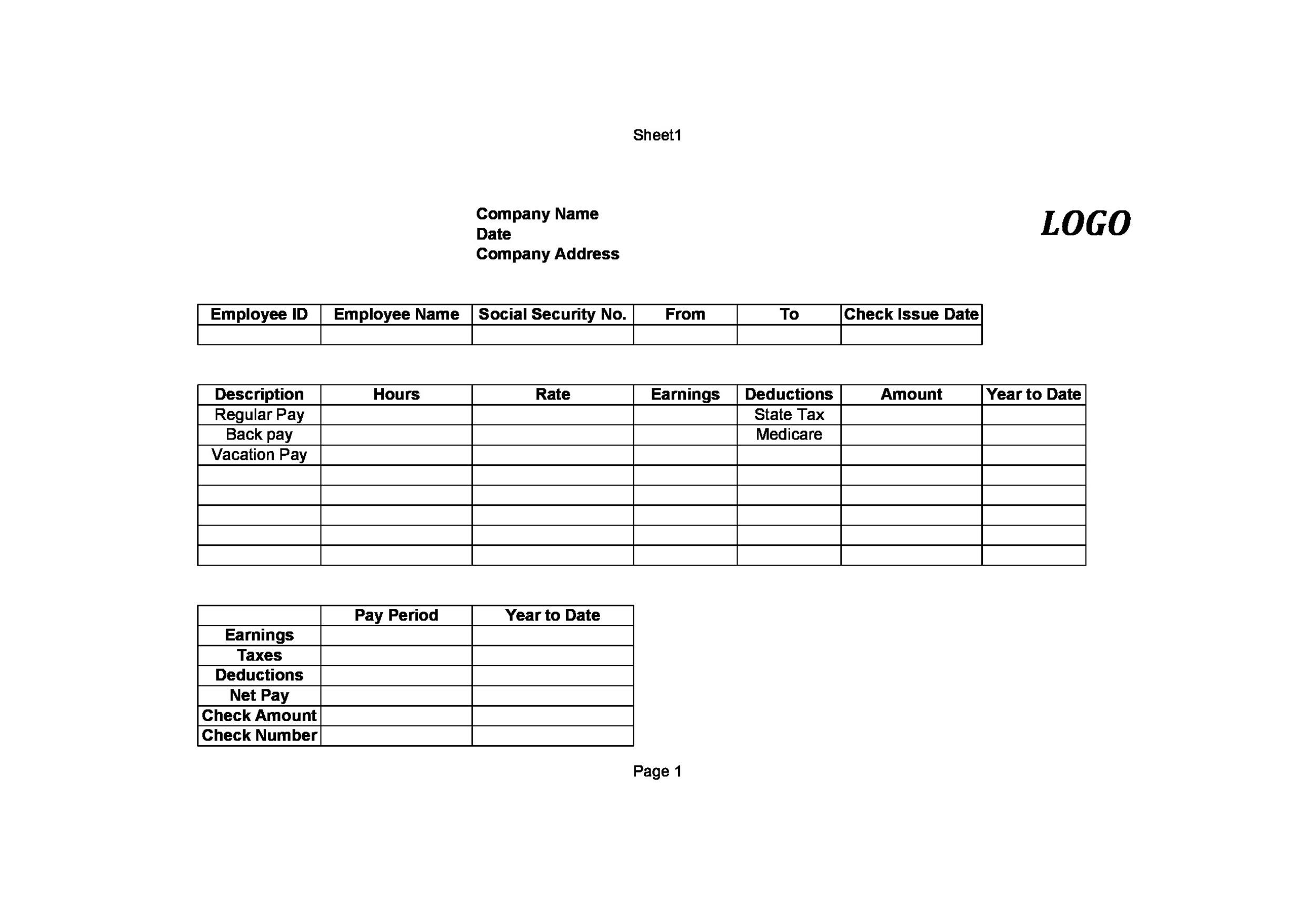 Detail Payroll Check Stub Template Nomer 54