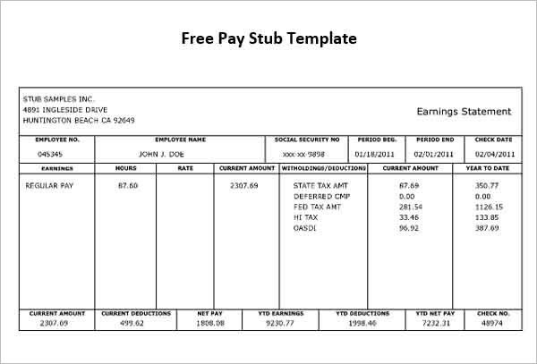 Detail Payroll Check Stub Template Nomer 8