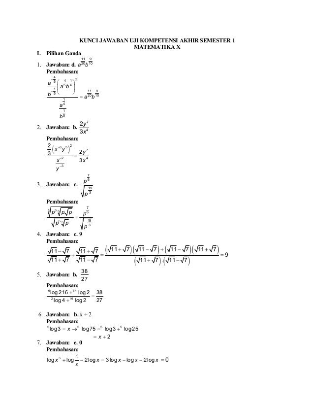 Pembahasan Soal Buku Matematika Kelas 10 Kurikulum 2013 - KibrisPDR