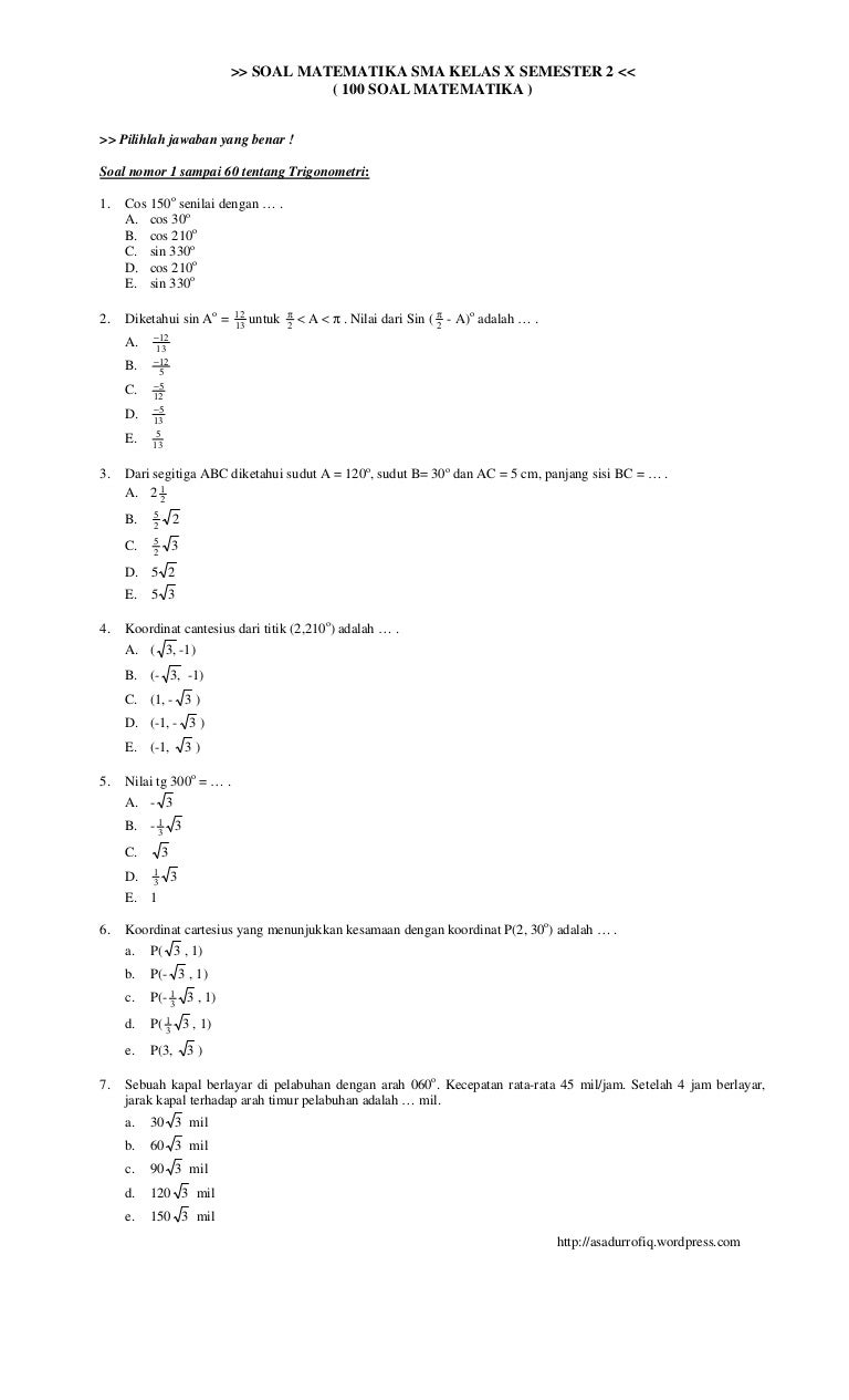 Detail Pembahasan Soal Buku Matematika Kelas 10 Kurikulum 2013 Nomer 10