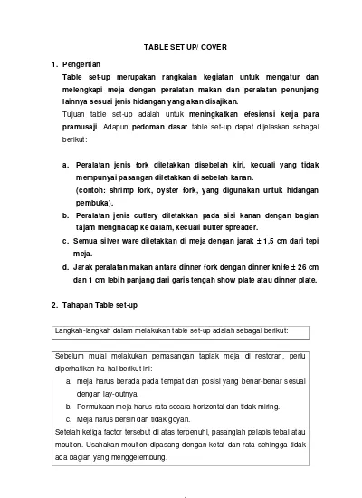 Detail Pengertian Table Set Up Nomer 23