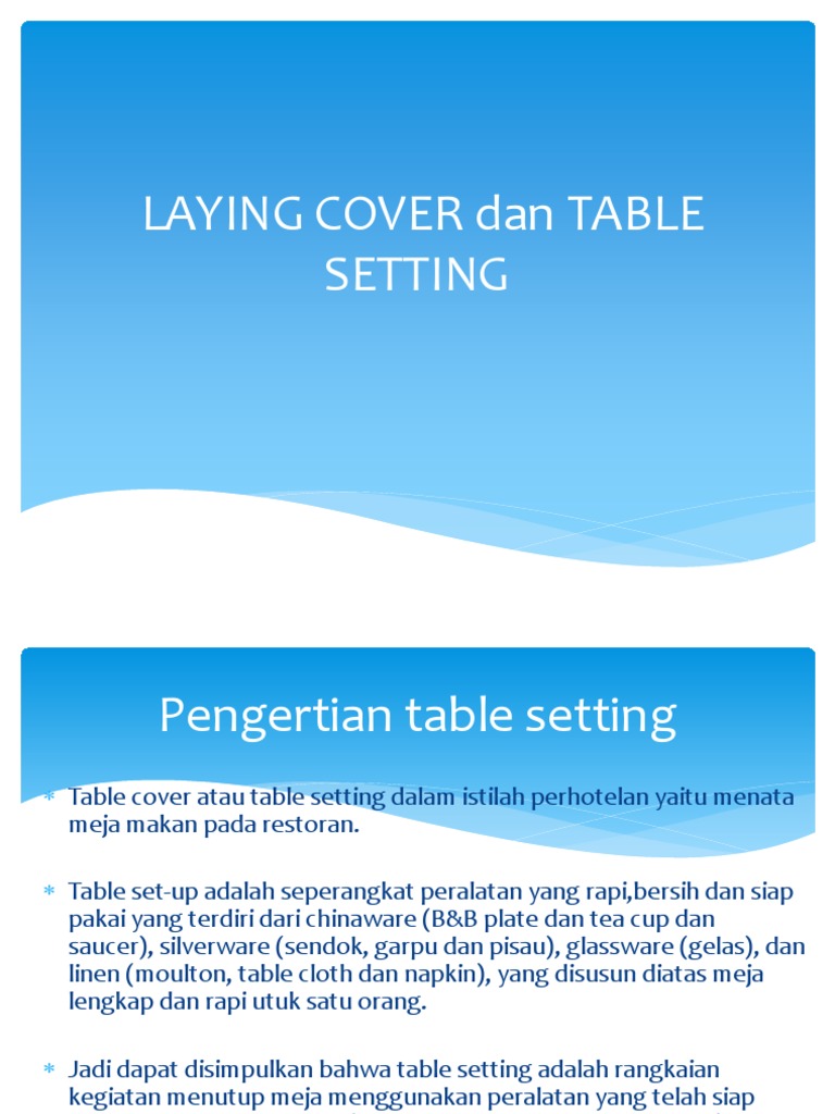 Detail Pengertian Table Set Up Nomer 24