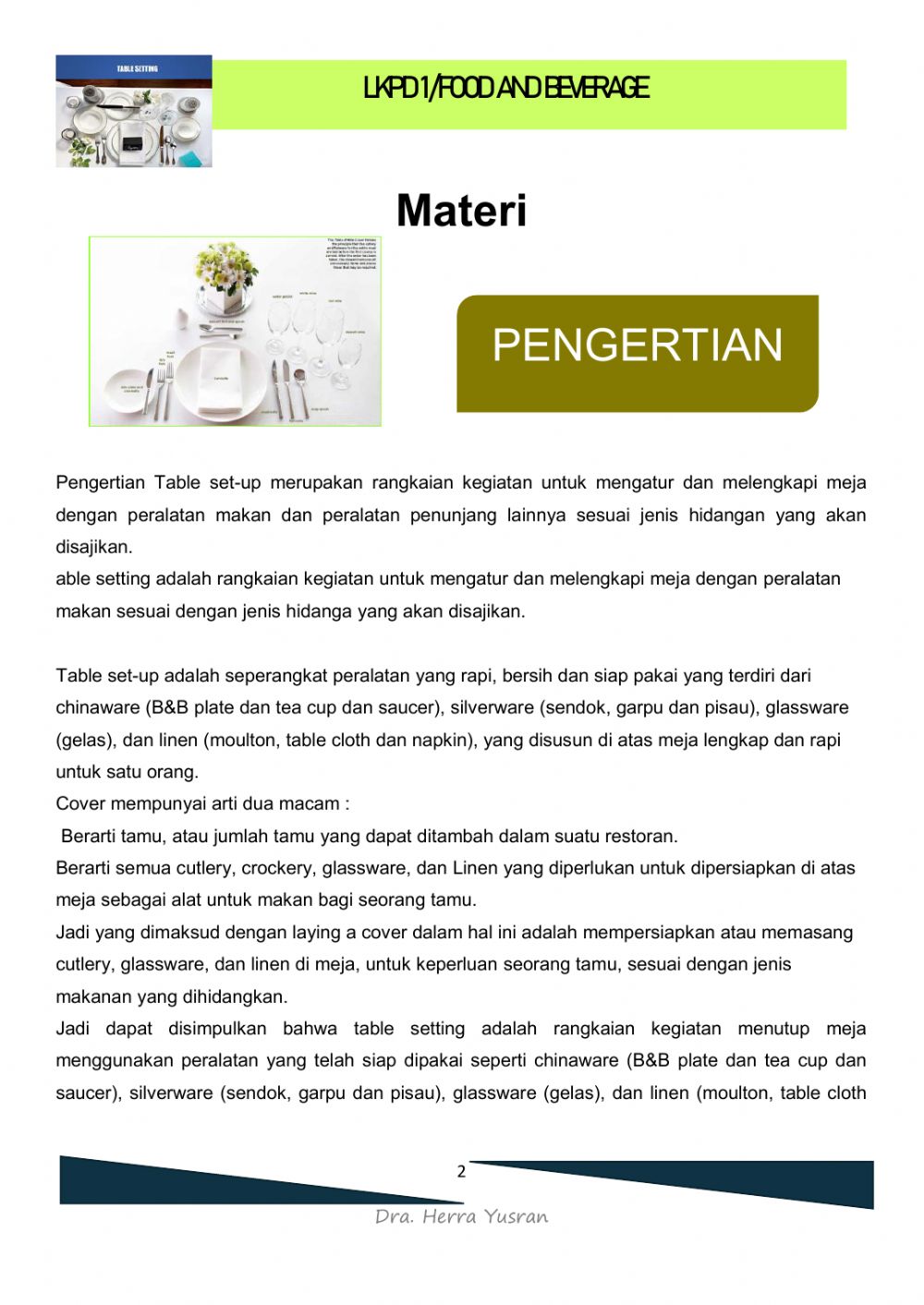 Detail Pengertian Table Set Up Nomer 29