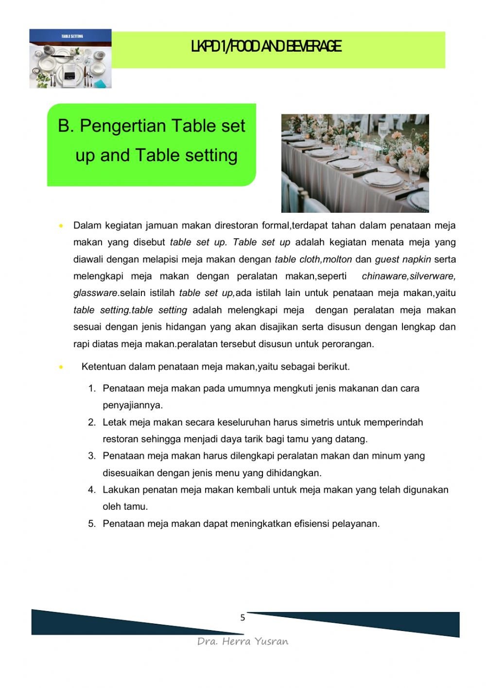 Detail Pengertian Table Set Up Nomer 31