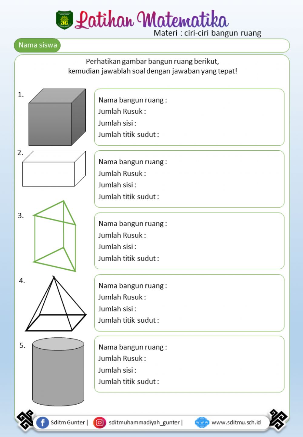 Detail Perhatikan Gambar Bangun Ruang Berikut Nomer 23