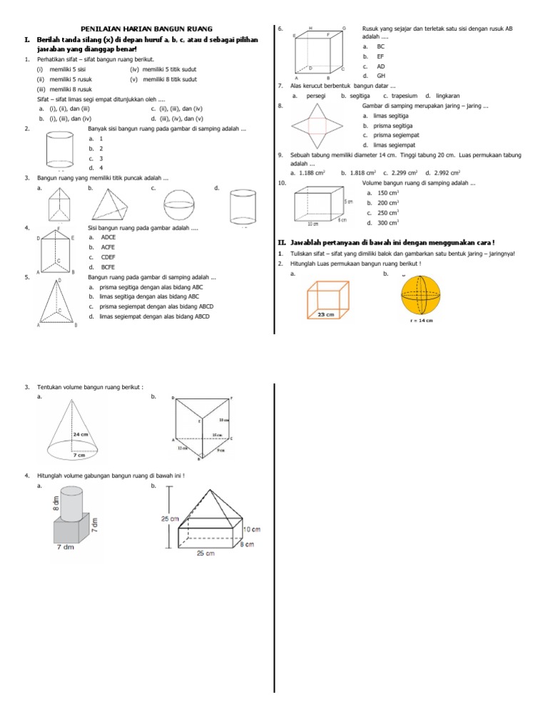 Detail Perhatikan Gambar Bangun Ruang Berikut Nomer 26