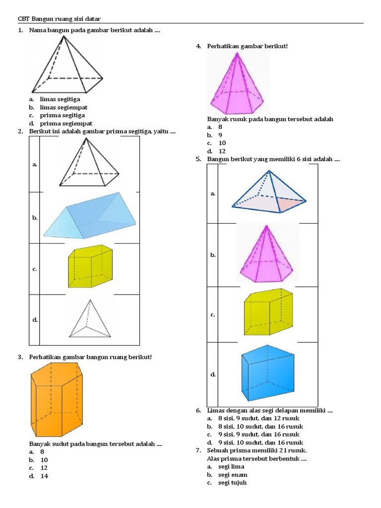 Detail Perhatikan Gambar Bangun Ruang Berikut Nomer 32