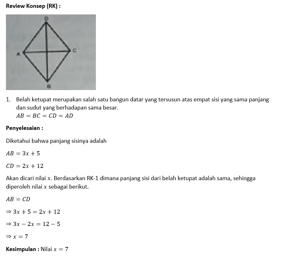 Detail Perhatikan Gambar Belah Ketupat Berikut Nomer 29