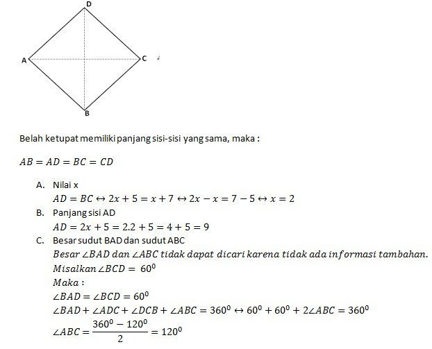 Detail Perhatikan Gambar Belah Ketupat Berikut Nomer 5