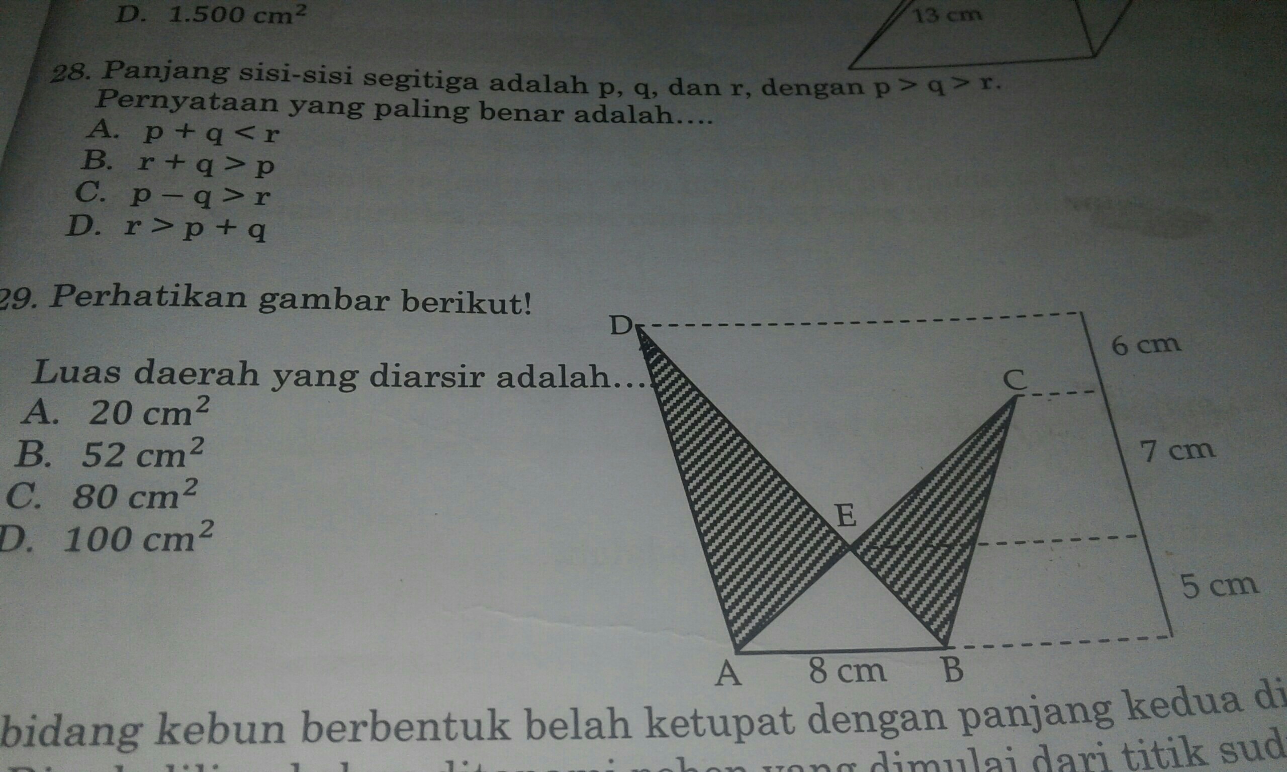 Detail Perhatikan Gambar Berikut Luas Yang Diarsir Adalah Nomer 11