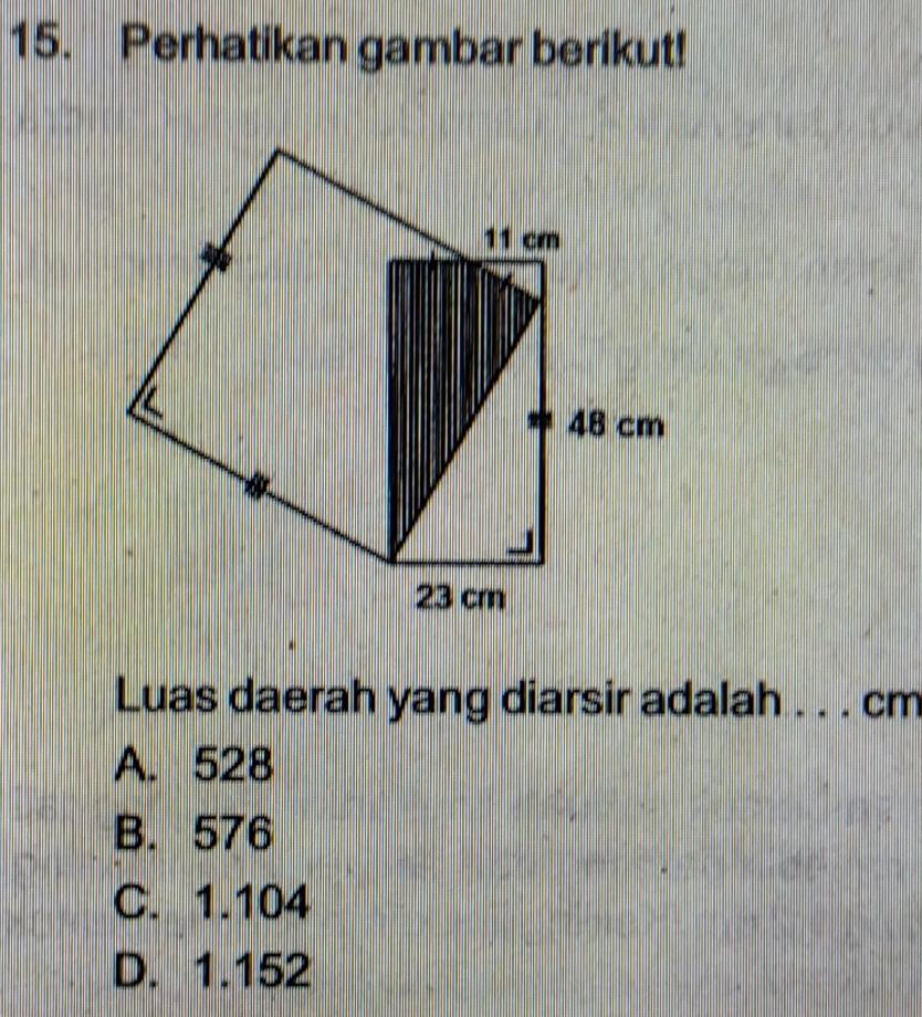 Detail Perhatikan Gambar Berikut Luas Yang Diarsir Adalah Nomer 12