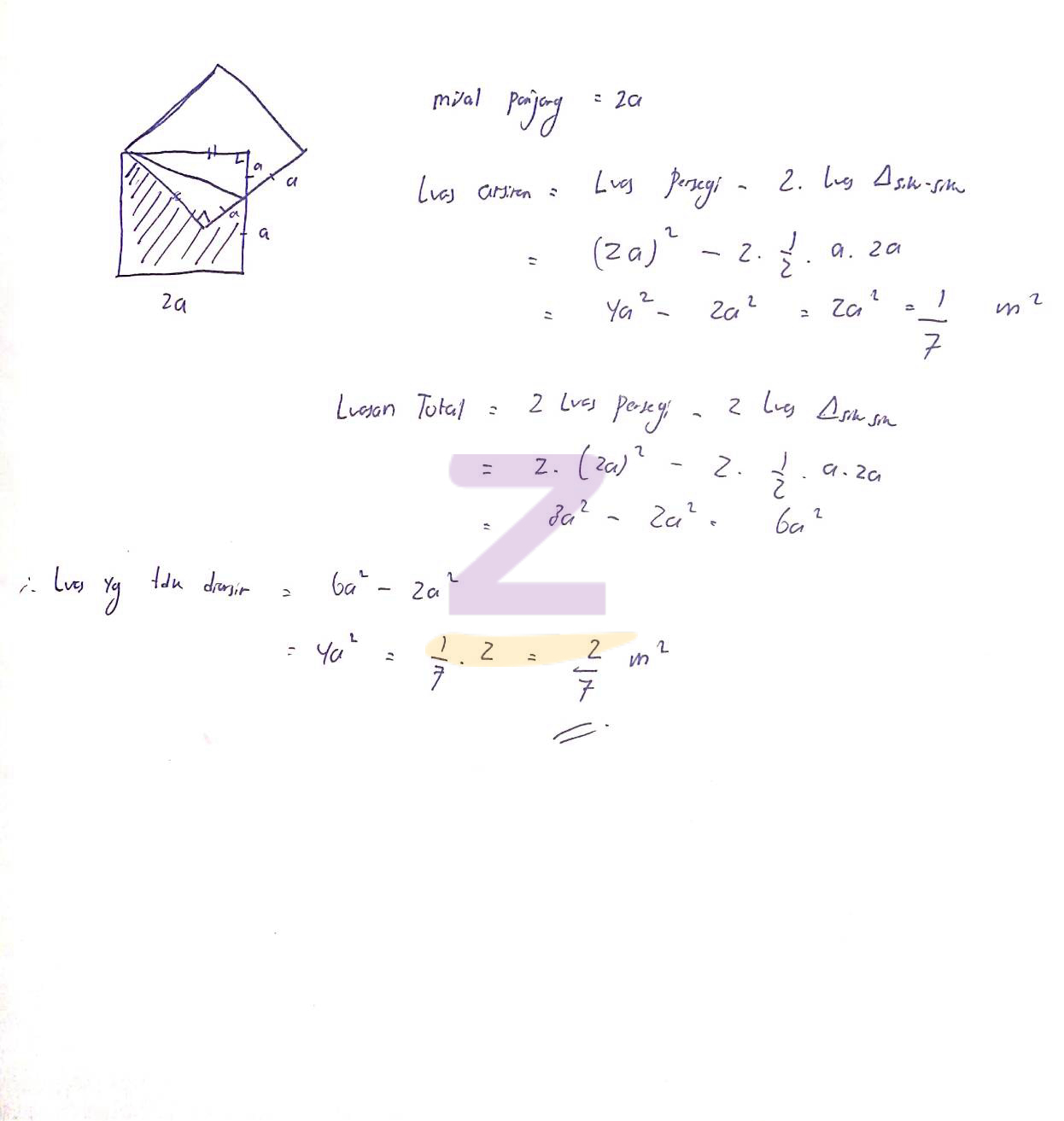 Detail Perhatikan Gambar Berikut Luas Yang Diarsir Adalah Nomer 13