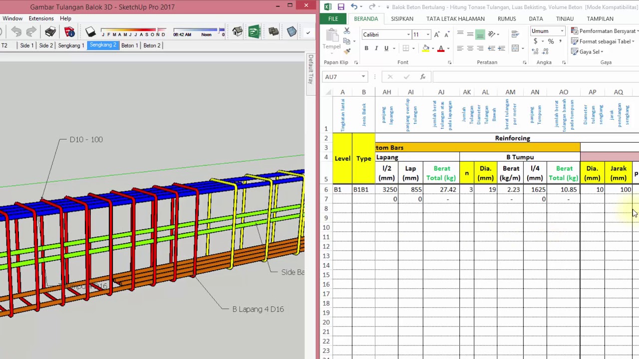 Detail Perhitungan Struktur Rumah 2 Lantai Excel Nomer 14