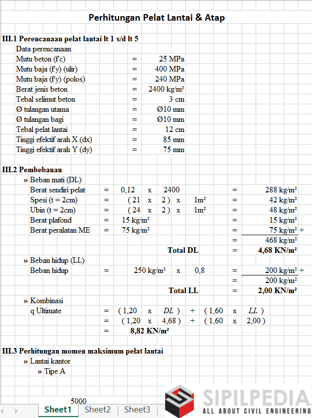 Detail Perhitungan Struktur Rumah 2 Lantai Excel Nomer 2