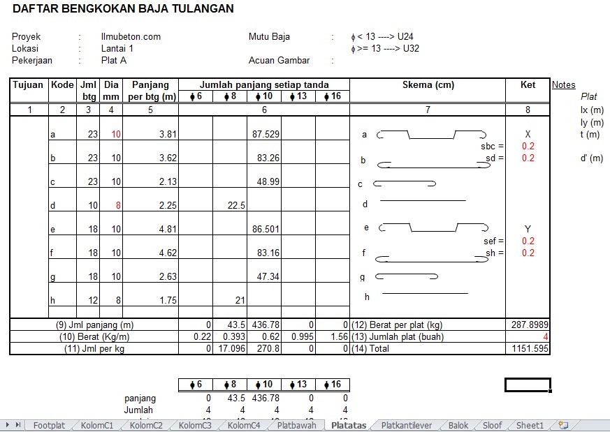 Detail Perhitungan Struktur Rumah 2 Lantai Excel Nomer 3