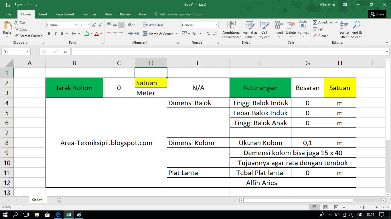 Detail Perhitungan Struktur Rumah 2 Lantai Excel Nomer 40