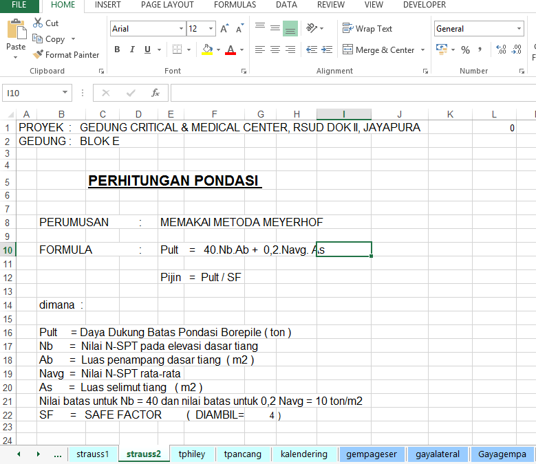 Detail Perhitungan Struktur Rumah 2 Lantai Excel Nomer 6