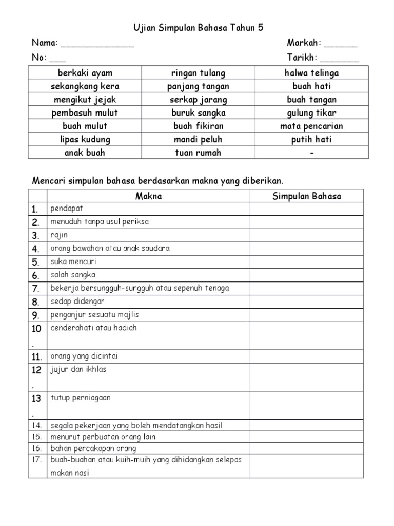 Detail Peribahasa Dan Maksud Tahun 5 Nomer 31