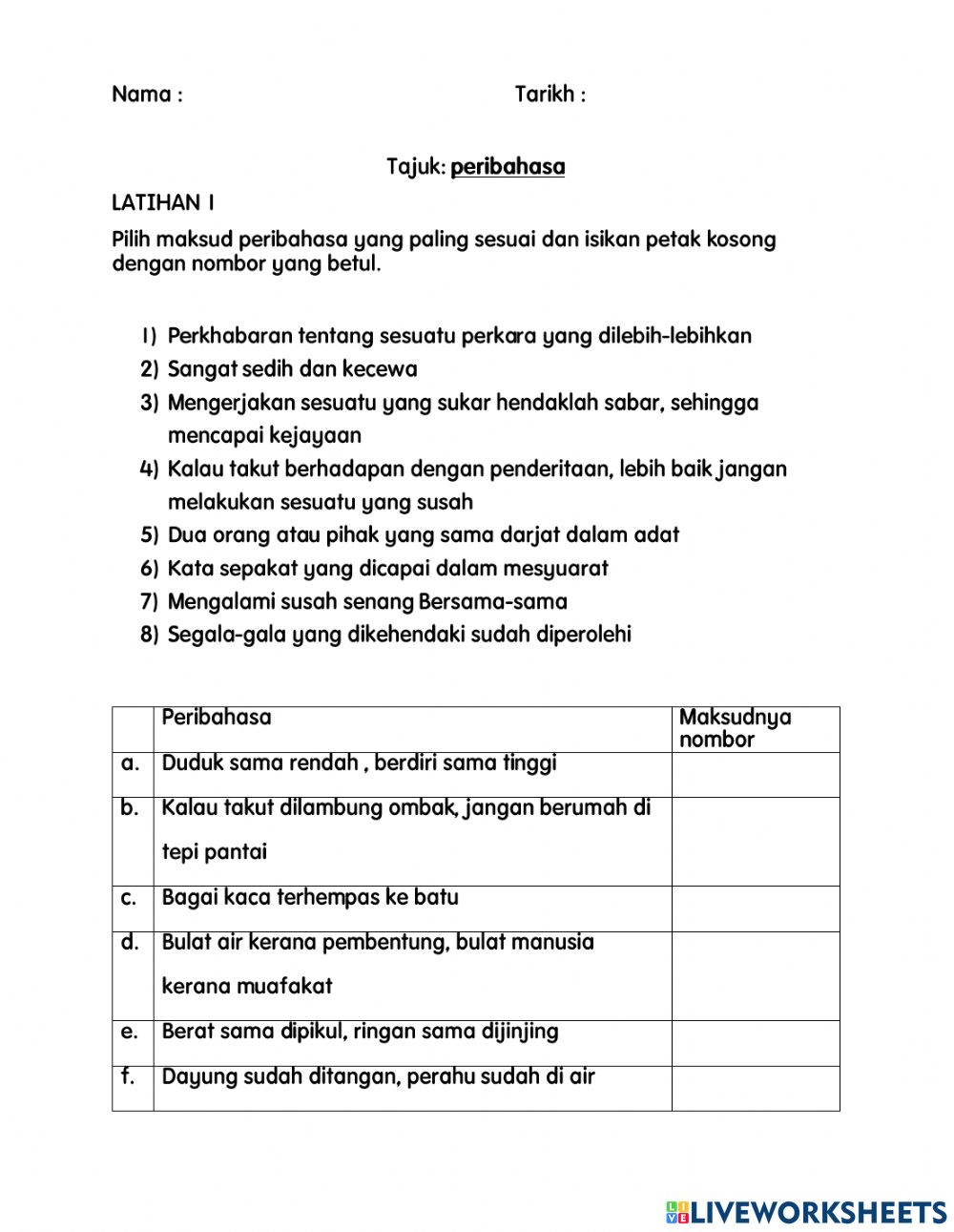 Detail Peribahasa Melayu Tahun 5 Nomer 23