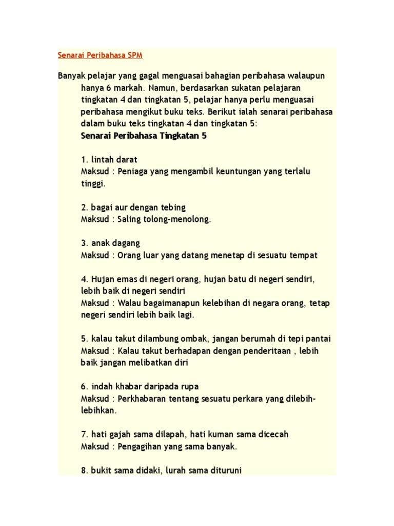 Detail Peribahasa Tingkatan 5 Spm Nomer 17