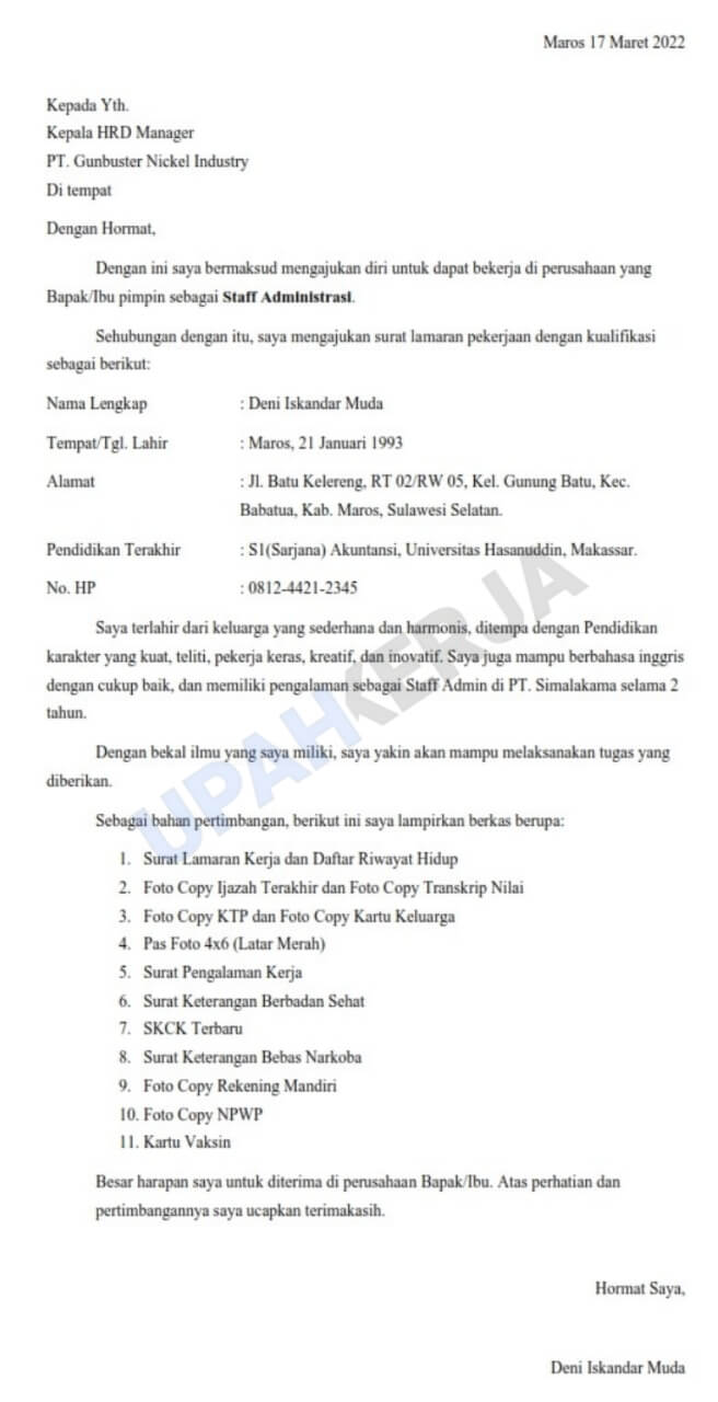 Detail Perlengkapan Surat Lamaran Kerja Nomer 51