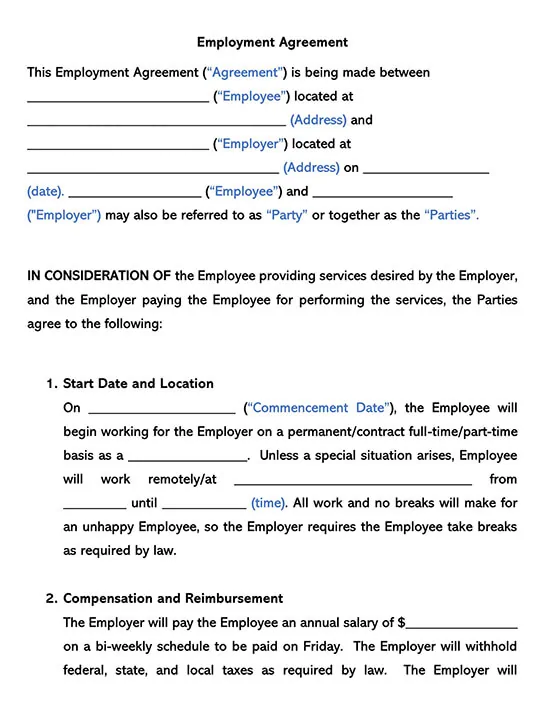 Detail Permanent Part Time Employment Contract Template Nomer 10