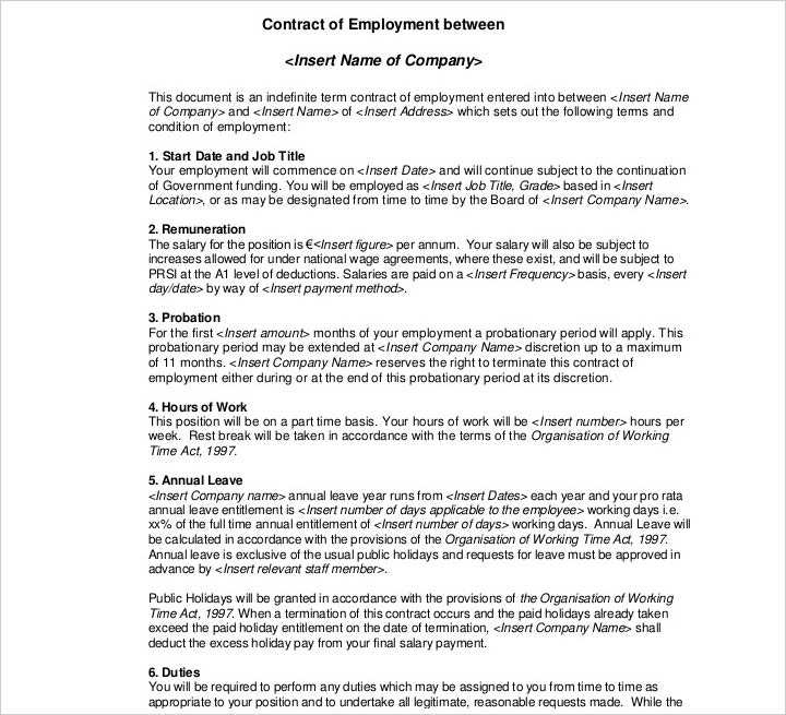 Detail Permanent Part Time Employment Contract Template Nomer 13