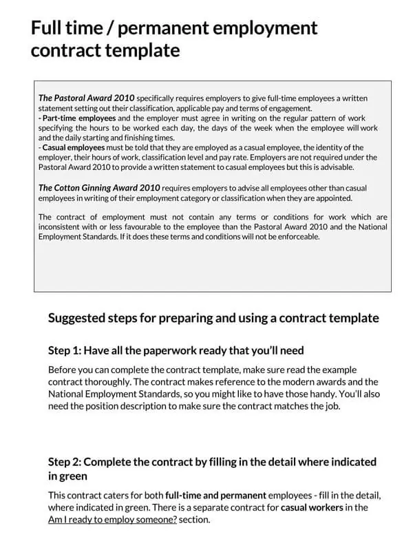 Detail Permanent Part Time Employment Contract Template Nomer 20
