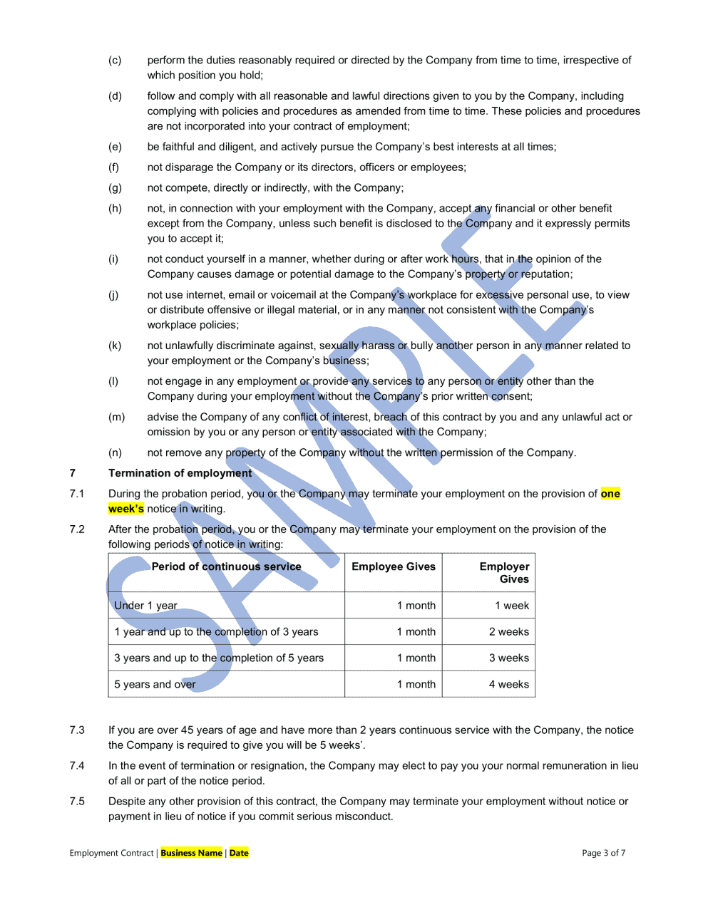 Detail Permanent Part Time Employment Contract Template Nomer 6