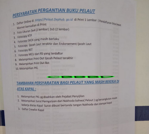 Detail Perpanjang Buku Pelaut Nomer 23