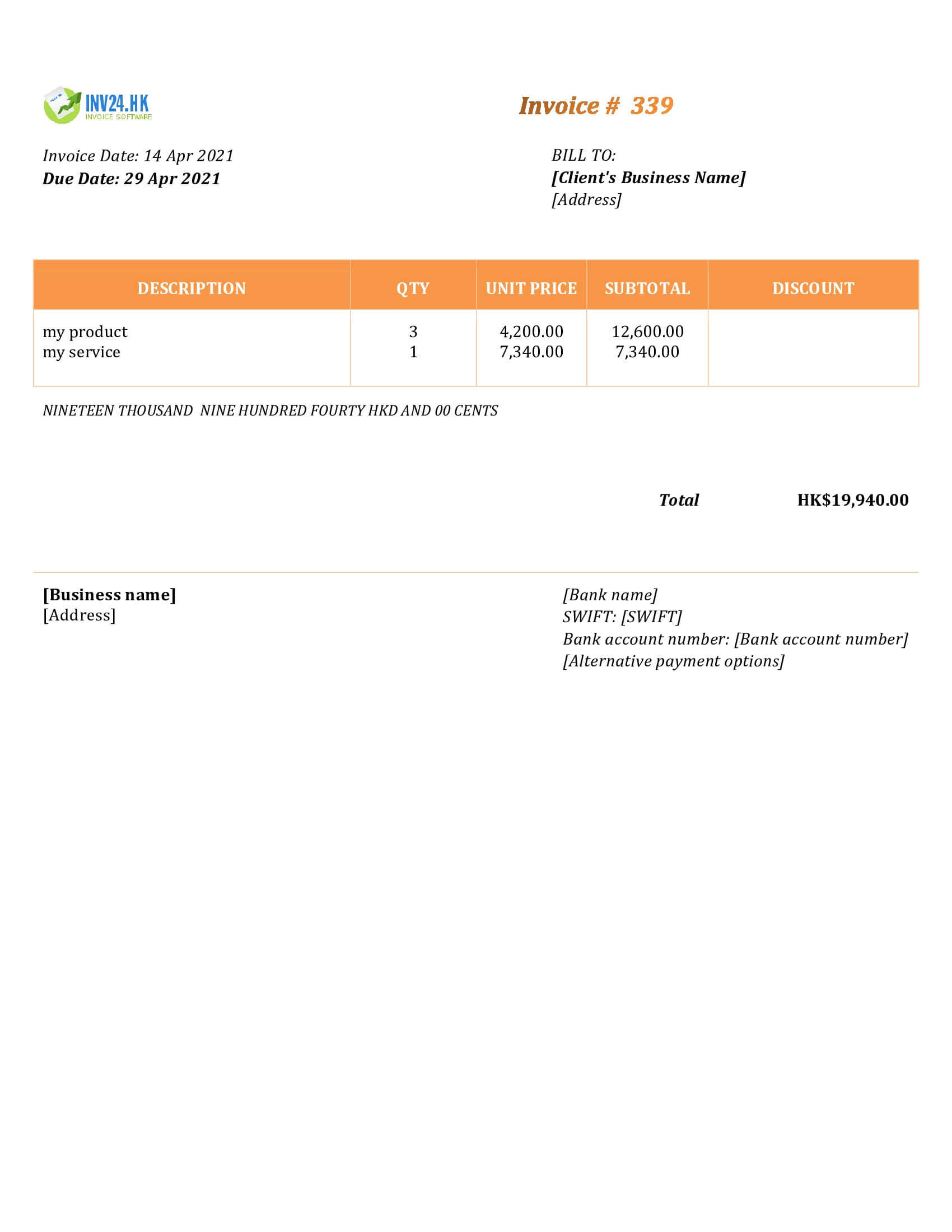 Detail Personal Invoice Template Nomer 4