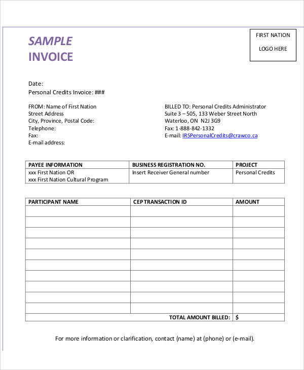 Detail Personal Invoice Template Excel Nomer 2