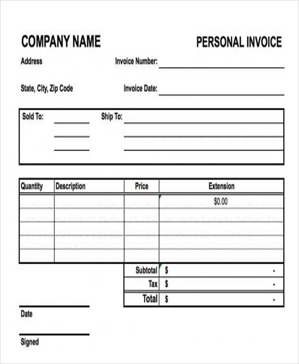 Detail Personal Invoice Template Excel Nomer 18