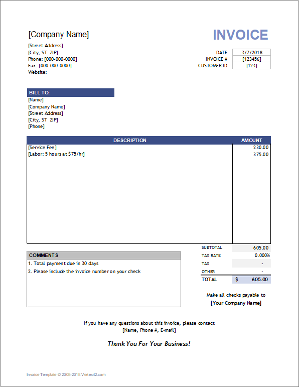 Detail Personal Invoice Template Excel Nomer 3