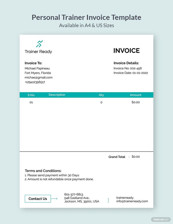 Detail Personal Invoice Template Excel Nomer 30