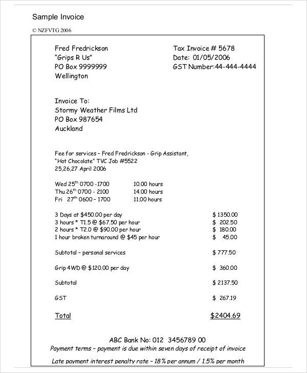 Detail Personal Invoice Template Excel Nomer 49