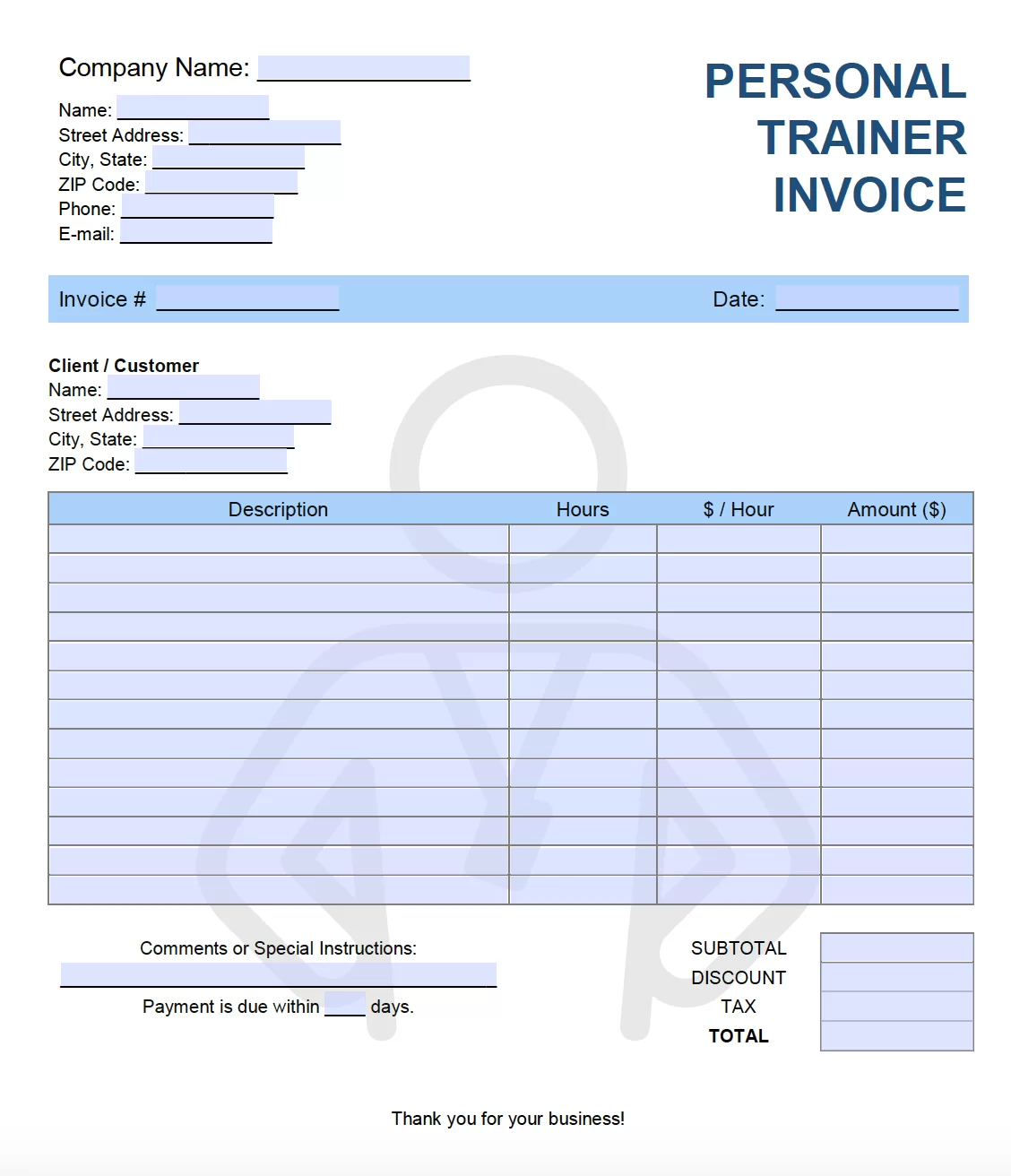 Detail Personal Invoice Template Excel Nomer 6