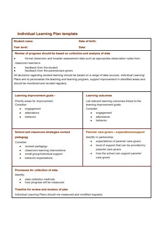 Detail Personal Learning Plan Template Nomer 15