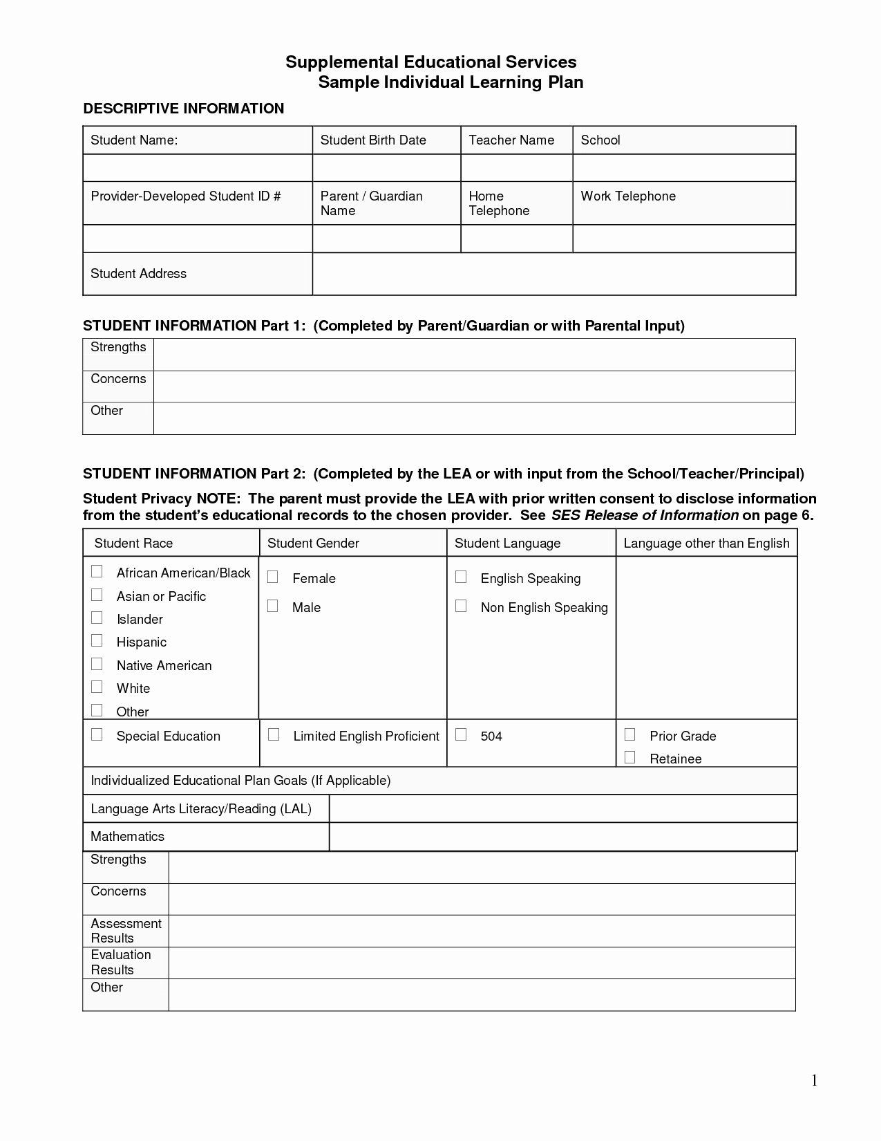 Detail Personal Learning Plan Template Nomer 17