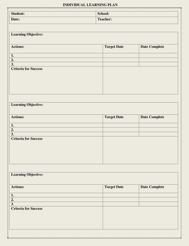 Detail Personal Learning Plan Template Nomer 9