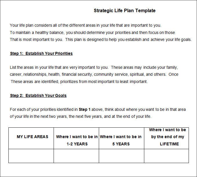 Detail Personal Life Plan Template Free Nomer 11