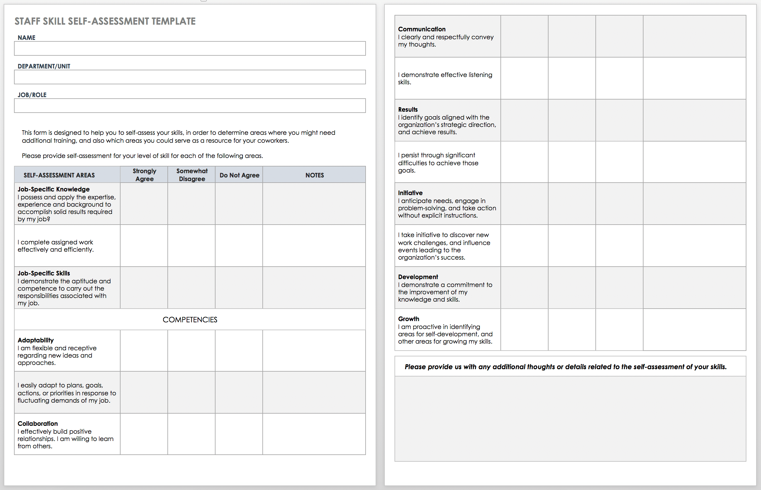 Personal self assessment template 53 koleksi gambar